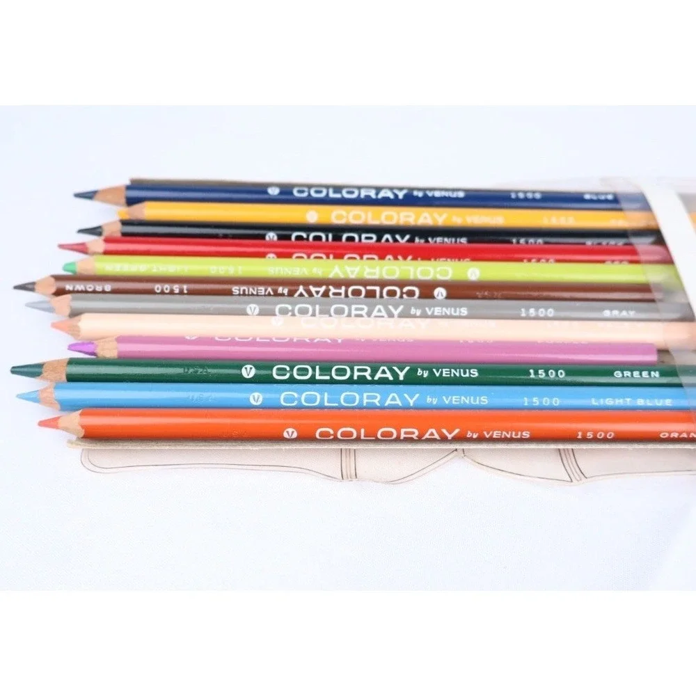VTG COLORAY by Venus Colored Pencils (12) No. 1500 Assorted Colors Art Drawing